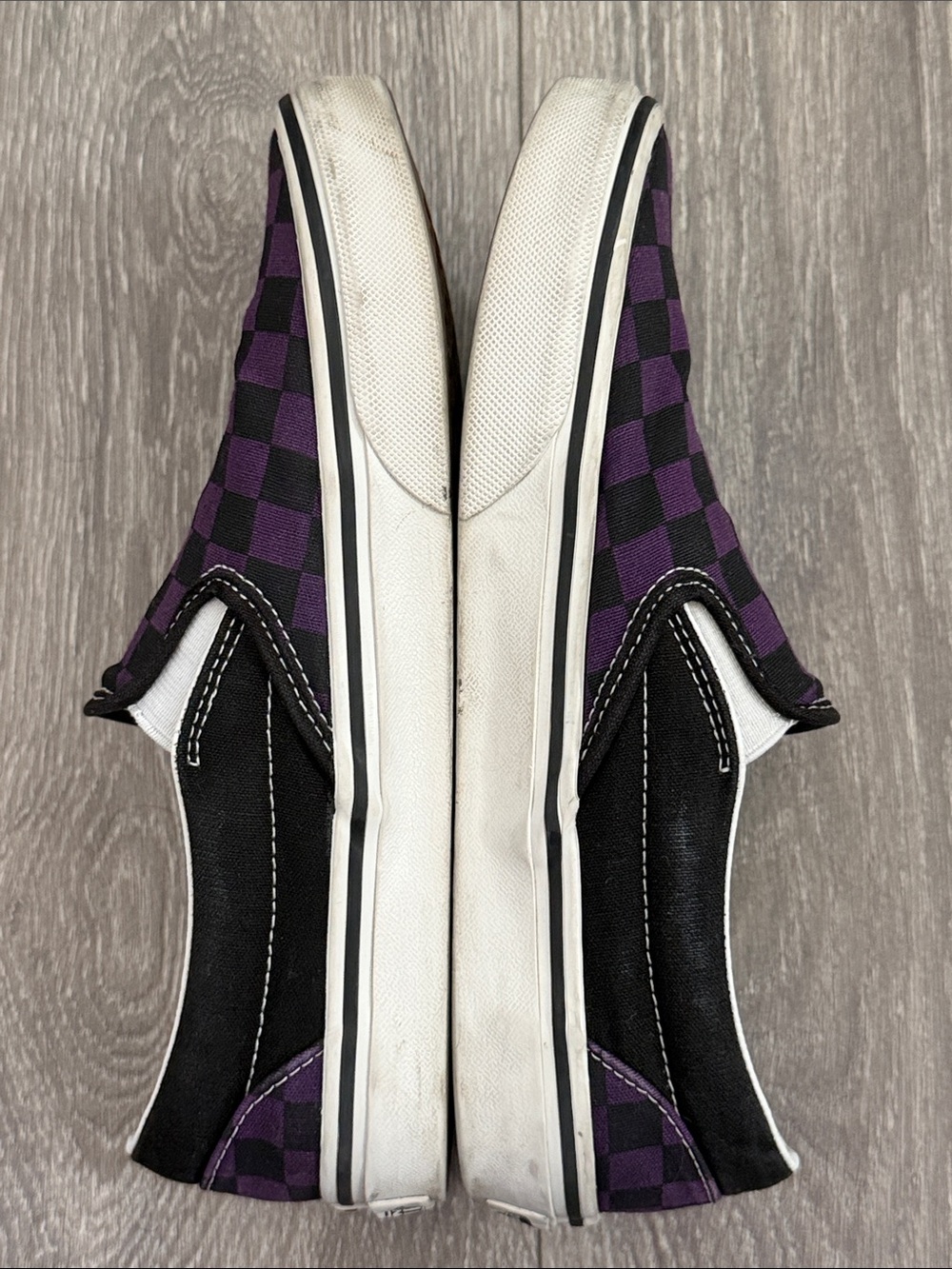Vans Purple Black Check Classic Slip Ons Women’s 7.5 - Picture 7 of 9